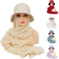 thumbnail image 2 of Sun Hat Multifunctional Durable Breathable All Match Soft Daily Wear 2 in 1 Chiffon Bucket Hat Scarf Set for Outdoor, 2 of 10