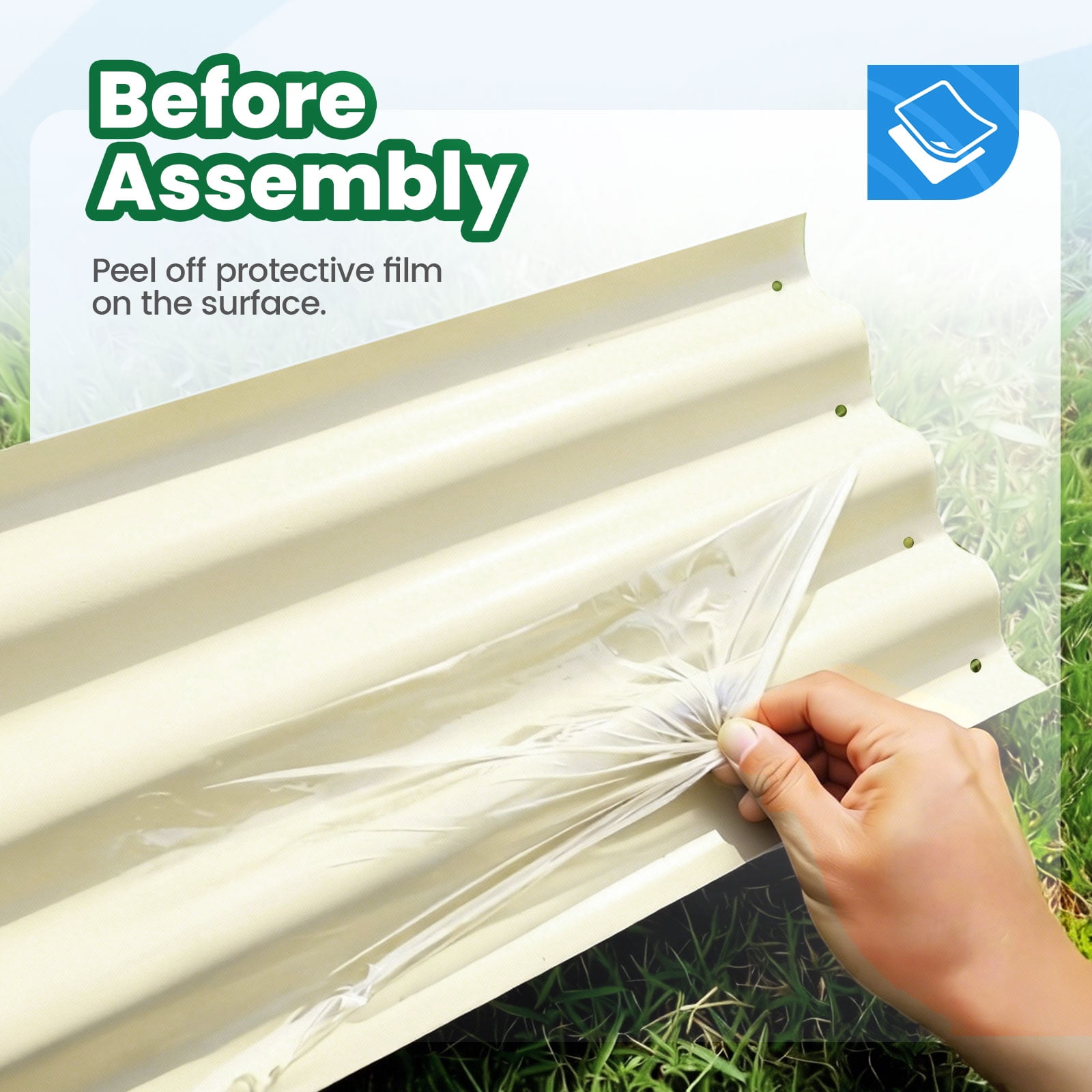 Quictent 6x3x1ft Galvanized Raised Garden Bed Kit, Oval Large Metal Outdoor Planting Box, Rubber Strip Edging for Ground Planter Vegetables Flowers Strengthened by Crossbar with Liner (Beige)