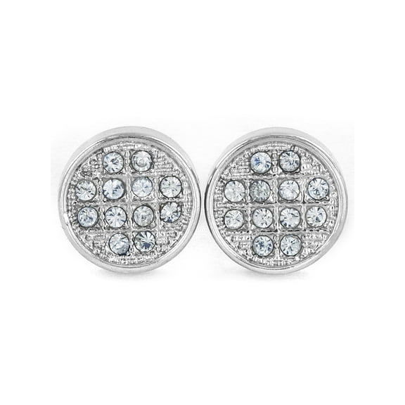 West Coast Jewelry Women's Micro Pave Crystal Circle Silver Tone Stud Earrings