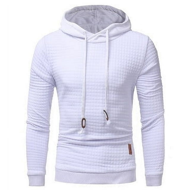 Fo Sweat à Capuche Classique Matelassé à Motif Carré pour Hommes (Blanc, m)