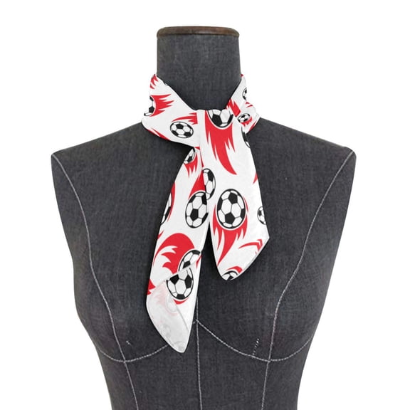 Square Scarf 24x24 Inch Soccer Ball Flame Pattern Silky Satin Sun Protection Neck Scarf for Women Multi-Purpose Head Wrap Bandana for Hair Bag Decoration