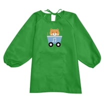 FUZHIQ Girl Long Sleeve Shirt Kid Art Smock Apron With Pocket for Children Printed Artist Painting Aprons Smocks With Long Sleeve Green,4-8 Years
