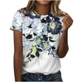 thumbnail image 1 of T-Shirt Décontracté à Manches Courtes Imprimé Floral Col Rond pour Femmes, 1 of 9