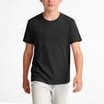 thumbnail image 2 of BXJX Boys Cotton T-Shirts, Casual Summer Crew Neck Short Sleeves Kids Tees with Pocket Black Size 9-10 T, 2 of 7