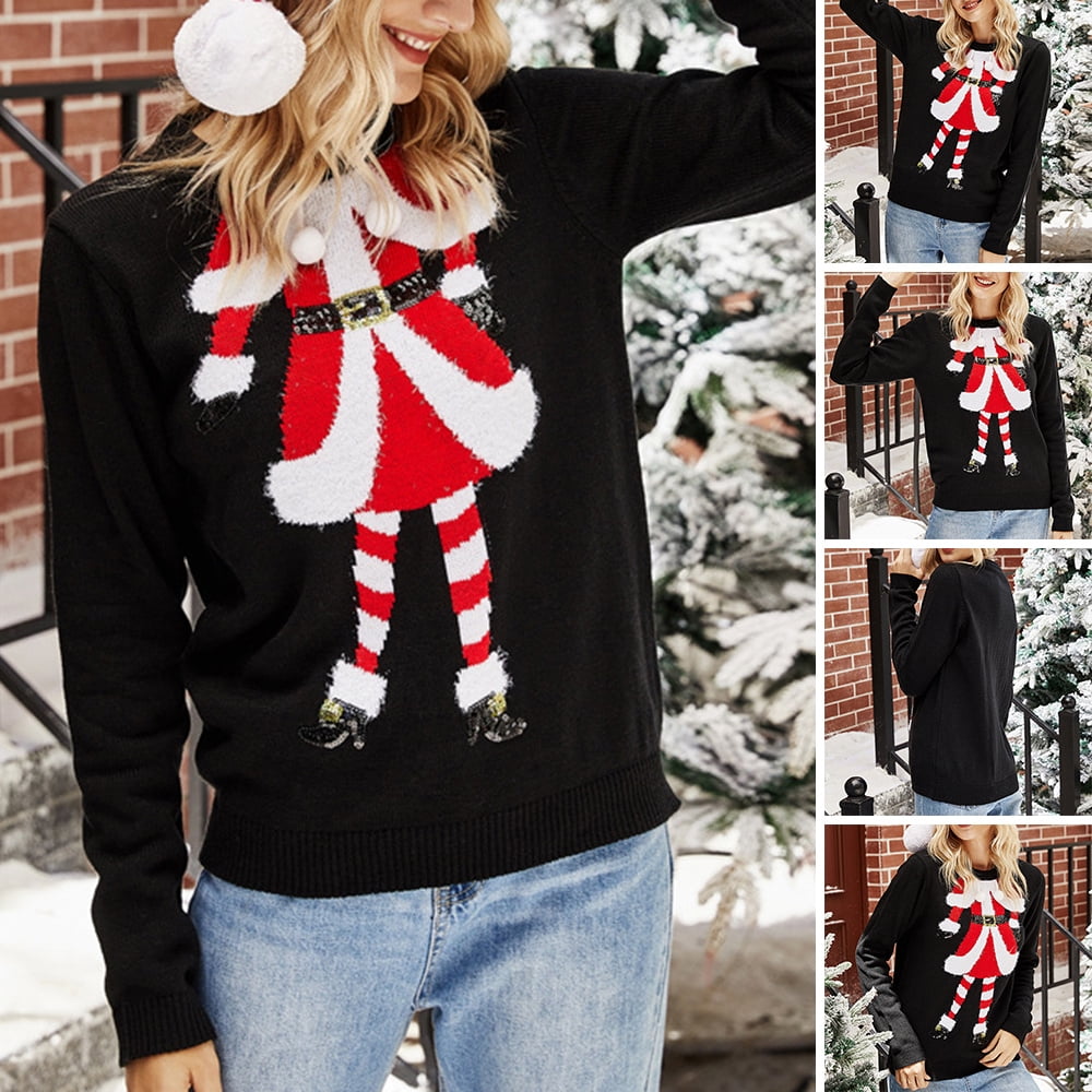 Christmas Sweater Women Cute Santa Warm Knitted Oneck 【SALE】