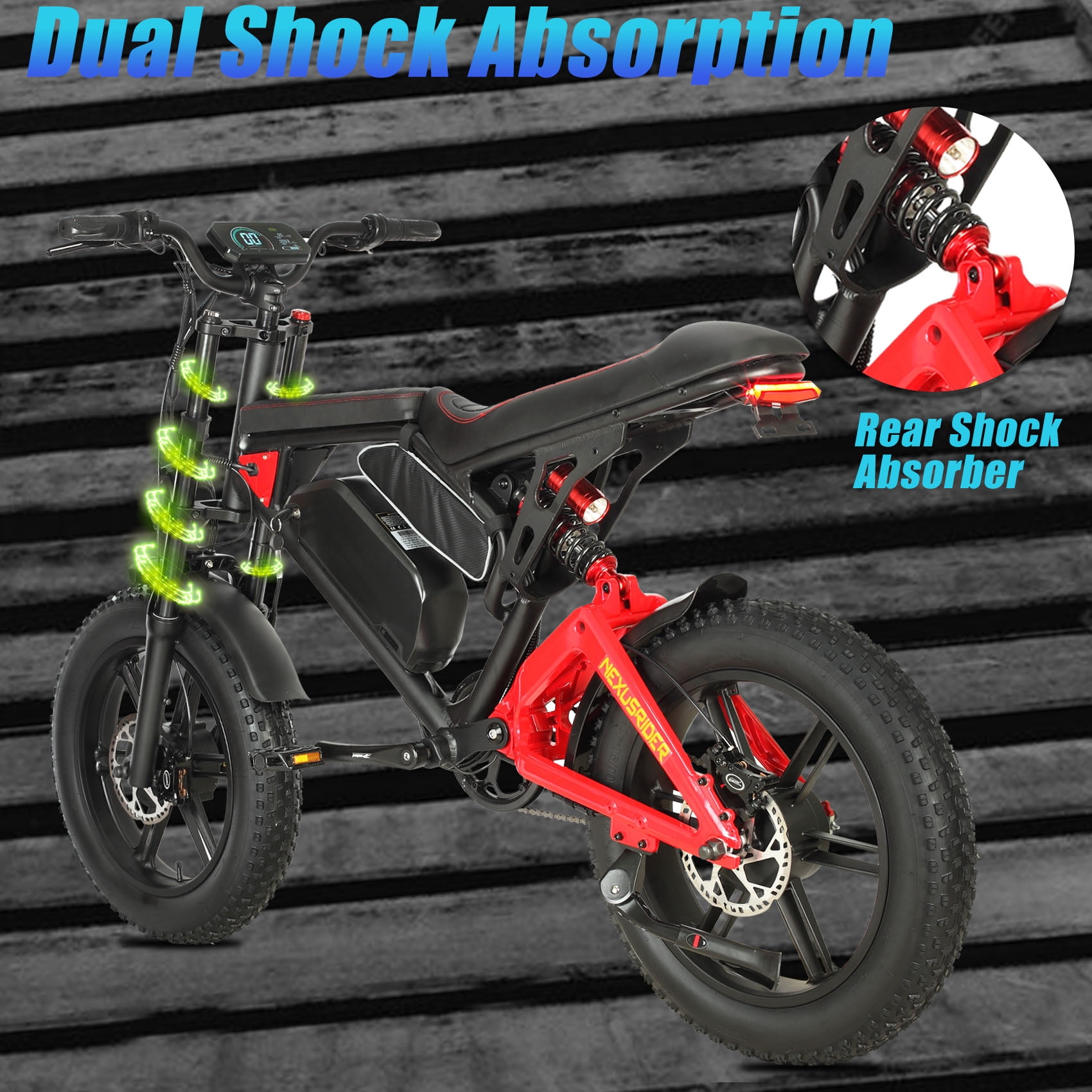 Nexusrider 2000W Dual Motor Electric Bike,   35MPH 20inch Fat Tire Ebike, Long-Range All Terrain Moutain E-Bikes for Adults