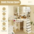 thumbnail image 4 of Patiojoy Corner Makeup Vanity Desk Makeup Dresser Table with 3 Color Lighting Power Outlets White, 4 of 9