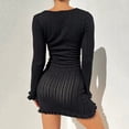 thumbnail image 3 of QWZNDZGR Sexy Low-Cut Hollowed-Out Lace Knitted Dress For Women In Autumn, High Sense, Slim Fitting, Waist Closing, Thin Buttock Skirt For Women, 3 of 5