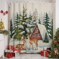 thumbnail image 2 of Shower Curtain 48"W x 72"L Winter Vintage Elk Pine Trees Farmhouse Fabric Shower Curtains Set with Hooks Water Repellent Bathroom Curtains Machine Washable Bathroom Accessories, 2 of 9