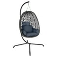 thumbnail image 2 of Autoez Indoor Outdoor Hanging Egg Chair with Stand Foldable Swing Egg Chair with Cushion and Pillow Hammock Basket Chair 350lbs Capacity for Patio Bedroom Balcony， Black, 2 of 8