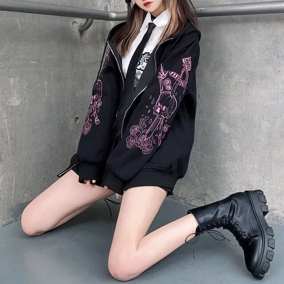 Veste Y2K Sanrio Kuromi Femme Surdimensionnée Harajuku Mode Manteau de Baseball Veste Femme Mode Urbaine Printemps Automne Bomber