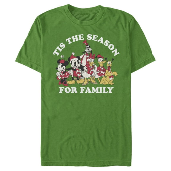Men's Mickey & Friends The Season for Family  Graphic Tee Kelly Green Small