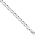 thumbnail image 4 of Sterling Silver 6.75mm Concave Beveled Curb Chain Bracelet Size 7, 4 of 6