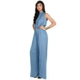 thumbnail image 4 of KOH KOH Long Pants Jumpsuit Formal One Piece Cocktail Evening Fall Dressy Pantsuit Romper Workwear Casual Outfit Tall Sleeveless Playsuit For Women Pastel Blue XXX-Large US 22-24 NT202, 4 of 6