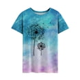 thumbnail image 3 of Xuanfei Women Dandelion Graphic Print Gradient Rainbow Color Short Sleeve T-Shirt, 3 of 4