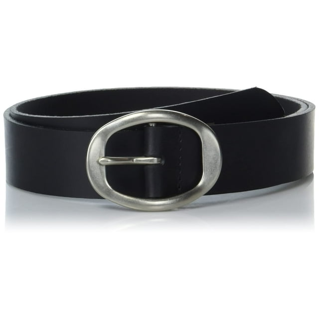 Cinturón de piel con hebilla de barra central esculpida de Lucky Brand, color negro, L