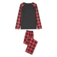 thumbnail image 6 of Elippeo Christmas Family Pajamas Matching Set Letter Santa Hat Print Long Sleeve Tops and Plaid Pants Sleepwear, 6 of 10