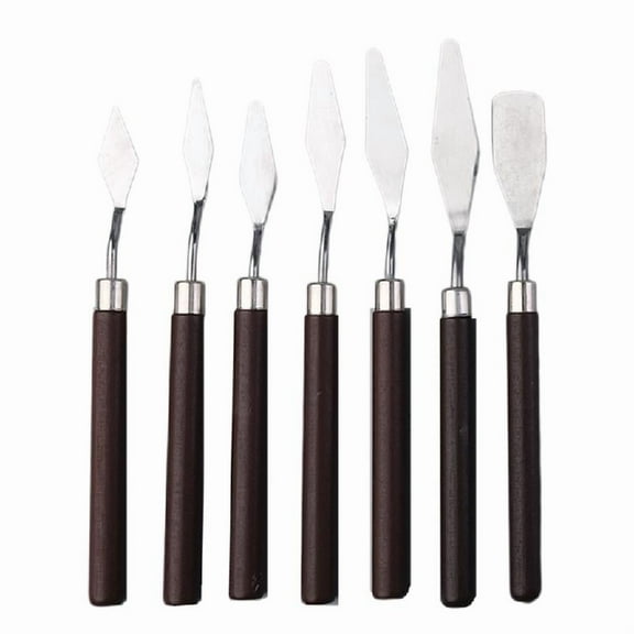 7Pcs Artists Spatula Set Wood Handle Palette Tool Paint Mixing Scraper for Oil Painting Acrylic Painting Color Mixing