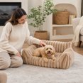 thumbnail image 7 of MIRVAXEN All‑Season Washable Pet Sofa Bed,Pet Bed With Removable Zipper Cover, Base Soft Support Cushion Bed for Dogs and Cats(Brown), 7 of 7