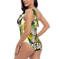 thumbnail image 4 of Zufioo Bass Fish and Water Print One-shoulder Ruffled One-piece Swimsuit, High Elastic Integrated Removable Chest Pad Swimsuit Suitable for Beach, Pool and Vacation-Medium, 4 of 6