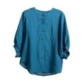 thumbnail image 4 of Short Sleeve Shirts for Women Casual Blouse with Round Neck Oversized Fit Womens Summer Tops, 4 of 6