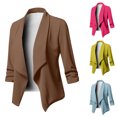 thumbnail image 5 of EQWLJWE 3/4 Sleeve Cropped Cardigan Blazer Jackets Work Ruched 3/4 Sleeve Open Front Blazer Jacket with Plus Size Elegant Flowy Hem Cardigans Shrugs for Women Clearance, 5 of 5