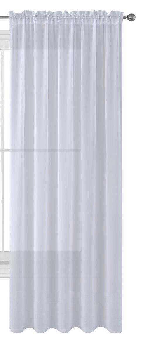 Decotex 1 Piece Elegant Solid Sheer Window Curtain Panels Treatment Drapes (55" X 95", White)