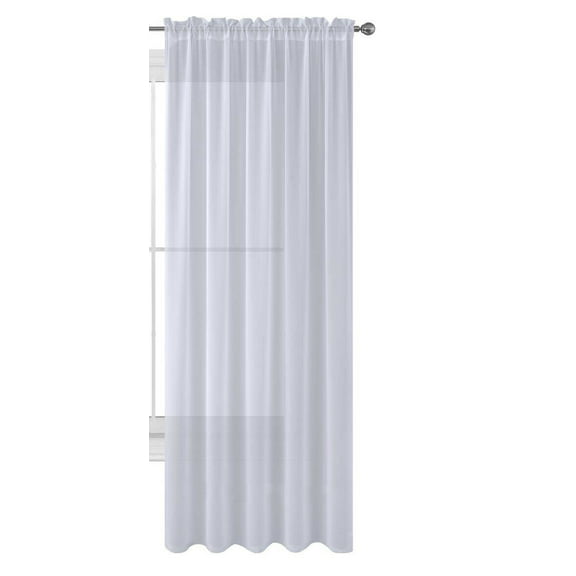 Decotex White Elegant Solid Sheer Curtains, 55” x 120” (1 Panel)