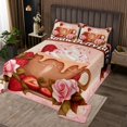 thumbnail image 2 of Erosebridal Ensemble de Couvre-Lit Fraise Latte Grand, Ensemble de Literie Roses Roses, 3 Pcs, Respirant, 2 of 5