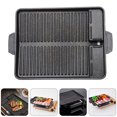 thumbnail image 3 of 1Pc Aluminum Alloy Non-stick Grill Griddle Pan Square BBQ Grill Pan (Black), 3 of 8