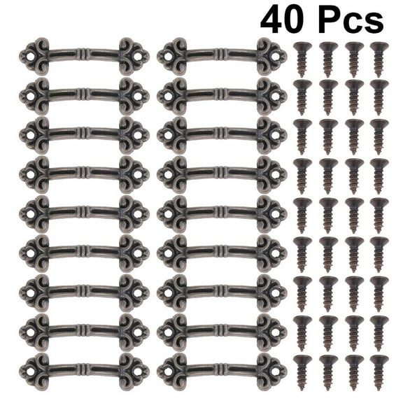 Hemoton 40Pcs Retro Style Drawer Handle Dumpling Shape Pull Ring Knob for Kitchen Drawer Cabinet(Bronze)