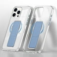 thumbnail image 5 of Compatible for iPhone 14 Pro Stand Case with Wristband, Multi-Functional Magnetic Kickstand Protective Phone Case Support Wireless Charging, Slim Hybrid Clear Shockproof Cover, Blue, 5 of 8