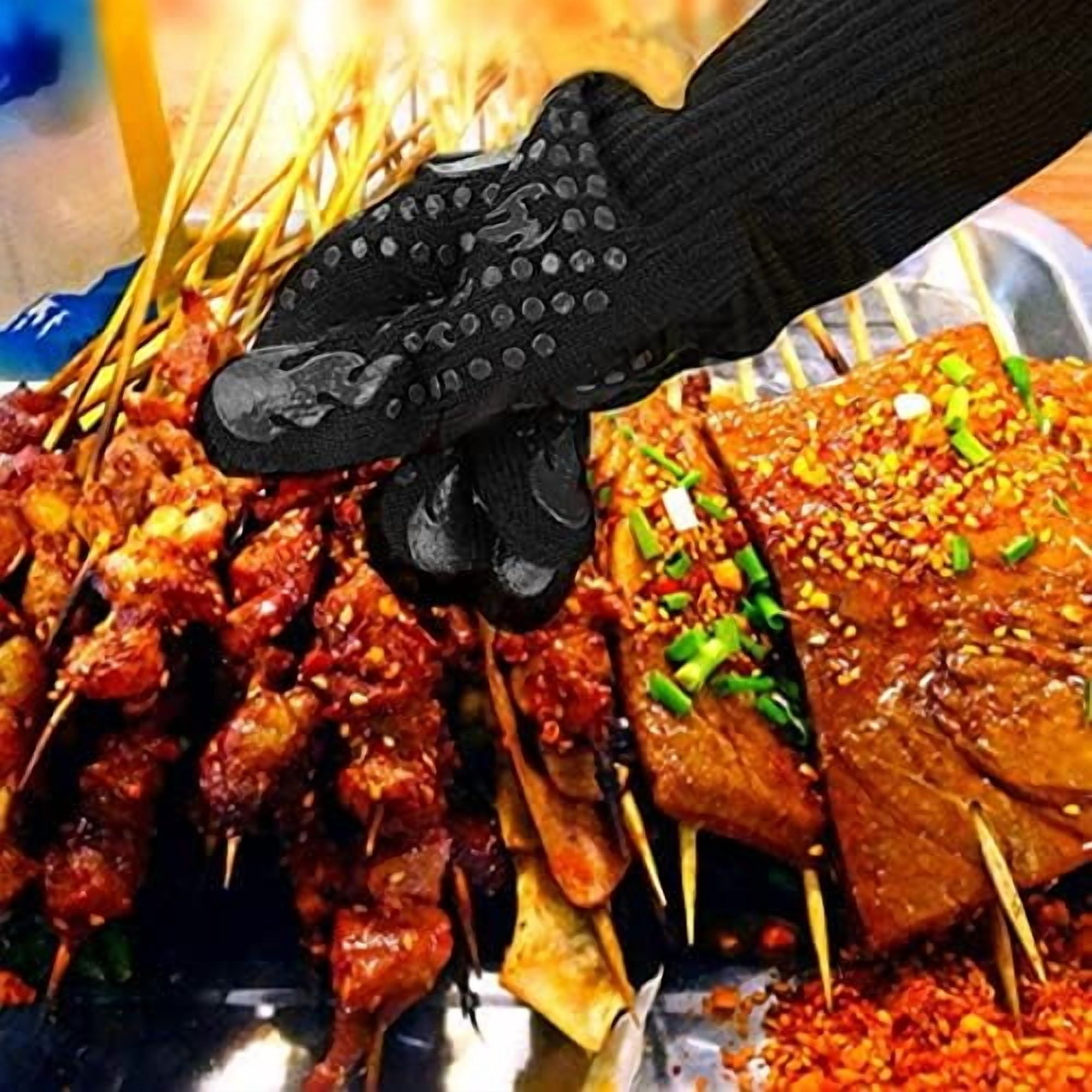 Jtbuh XLY Oven Mitts Heat Resistant BBQ Proof Glove 11Inch 1472℉ Grill Glove Proof Heat for Women Men BBQ Gloves Gift Set Cooking Gloves for Cooking, Grilling, Baking, Welding (White Blue)