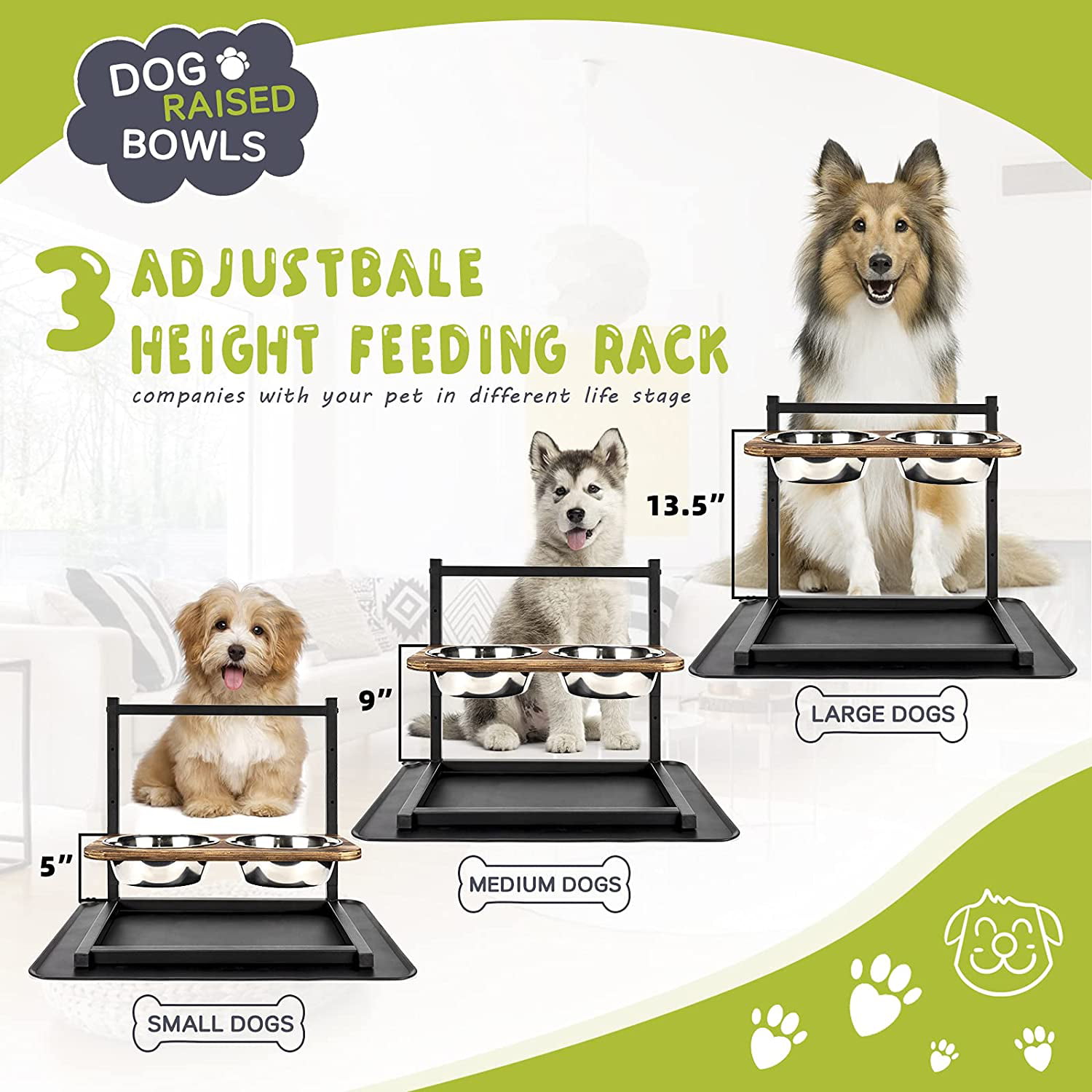 zelecube elevated dog bowls large sized dog, raised dog bowls for large dogs,  tall dog bowl stand, dog feeder station, lifted