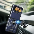 thumbnail image 3 of SOATUTO For Samsung Galaxy Z Flip 4 5G Case with Hinge Protection, Built-in Card Holder & Kickstand & Slide Camera Cover Fit Magnetic Car Mount Holder Case for Samsung Galaxy Z Flip 4 2022 - Blue, 3 of 9