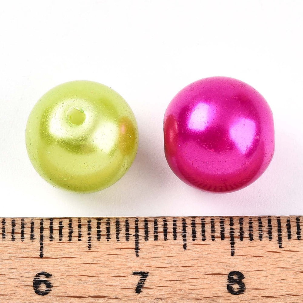 Baking Painted Pearlized Glass Pearl Beads Round Mixed Color 12~12.5mm Hole: 1.2~1.6mm 458pcs/1000g