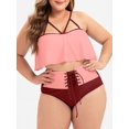 thumbnail image 1 of Volante de tiras con cordones más el tamaño de traje de baño bikini Rosegal Abrigos de talla grande, 1 of 5
