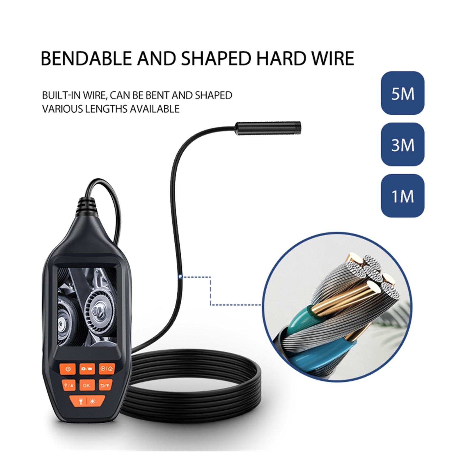 Pipe Sewer Inspection Camera 1080P HD Borescope 3" LCD Screen Endoscope Camera With 6 LED For Car Inspection With 15M , User-Friendly Borescopes