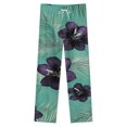 thumbnail image 4 of Tropical Peacock Floral Print Winter Female Pants Flannel High Waist Women Pants Lady Warm Straight Leg Plush Trousers, 4 of 7