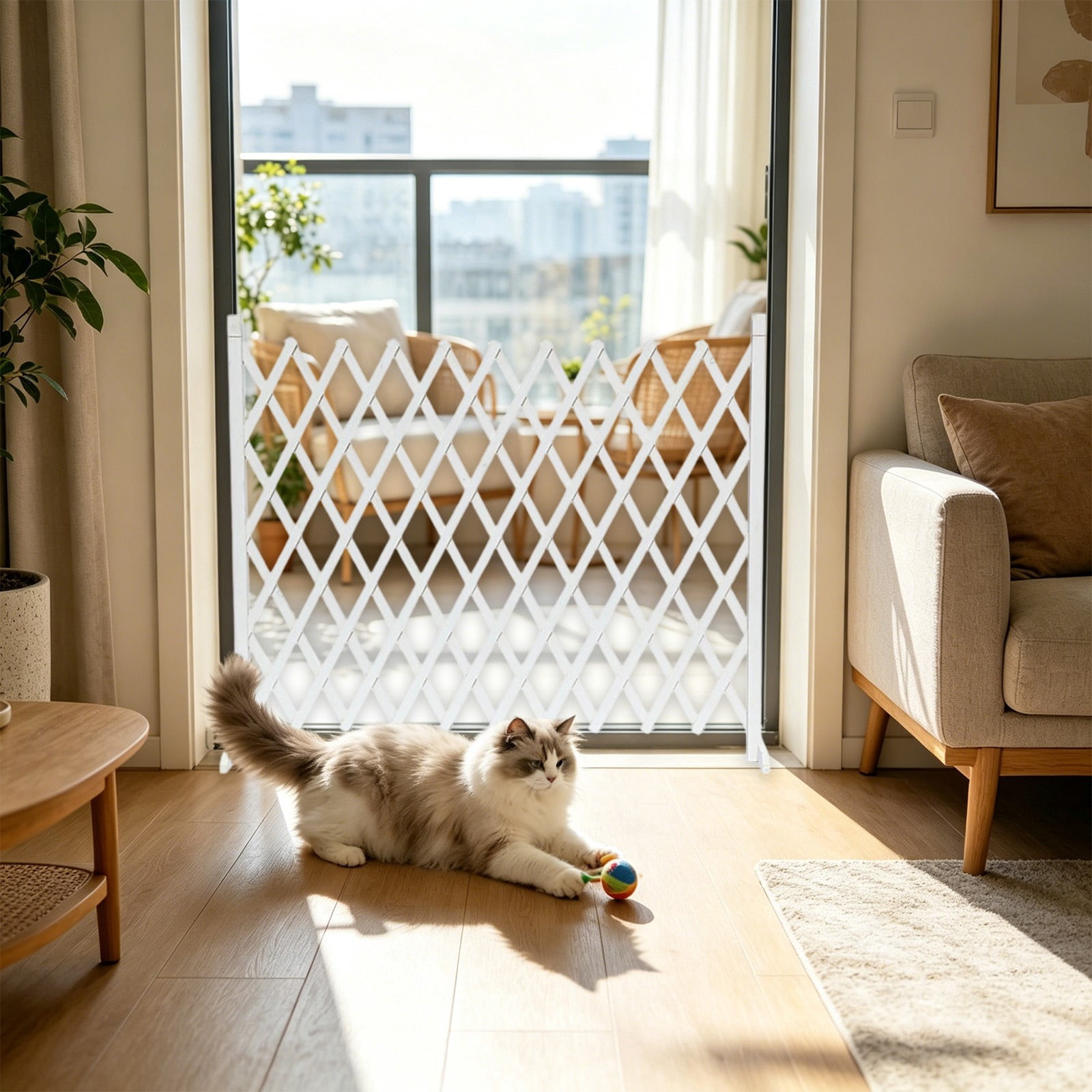 Tuvgenk Pet Barrier Safety Fence Retractable Isolation Partition Stable Anti Escape Structure Easy Install for Indoor Doorway Household Protection