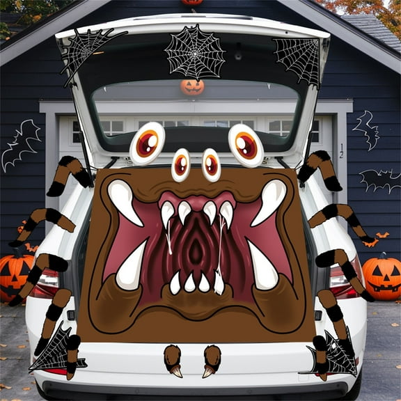 Halloween Trunk or Treat Car Decorations Kit, Halloween Scary Monster Face Decor for Car SUV, Outdoor Car Archway Home Party Outdoor Supplies