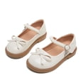 thumbnail image 6 of FINALGANG Kids Girls Adjustable Pearl Strap Front Bow Mary Jane Shoes Flat Block Heel Soft Insole Daily Dress Shoes Cute Shoes 12-12.5 Years, 6 of 6