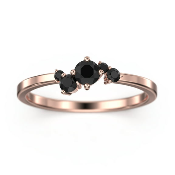 Radhika Black Diamond Moissanite Ring 18K Rose Gold Over Silver