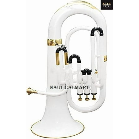 Brass Bb Flat Musical Instrument Euphonium 3 Valve With Free Hard Case Mouthpiece (White)