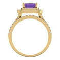 thumbnail image 4 of 3.05ct Brilliant Emerald Cut Natural Amethyst 18K Yellow Gold Halo Solitaire with Accents Engagement Bridal Wedding Ring Band Set size 5.5, 4 of 7