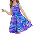 thumbnail image 2 of LOVZFMLL Robe Mode Imprimée en Maille Manches Volantes Manches Courtes Col Rond pour Filles 3-8 Ans, 2 of 7