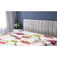 thumbnail image 5 of Ambesonne Flowers Fitted Sheet, Watercolor Look Art Poppy, King Size, Dark Pink and Mustard, 5 of 5