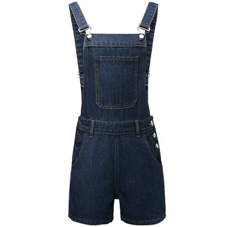 - JDinms Womens Distressed Denim Bib Short Overalls with Pockets