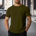 thumbnail image 2 of Confree Men Tshirt Solid Color Short Sleeved Round Neck Tee Shirts Summer Training Comfortable Fashion For Men T-Shirts Size L Green, 2 of 4