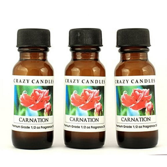 Carnation 3 Bottles 1/2 FL Oz Each 15ml Premium Grade Scented Fragrance Oil by Crazy Candles
